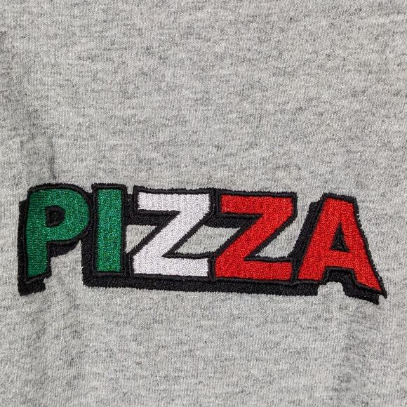 Pizza Embroidered T-Shirt Gray Men’s M Minimalist Streetwear Graphic Tee - Picture 2 of 3